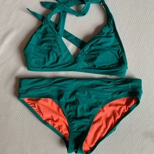 Athleta green halter bikini